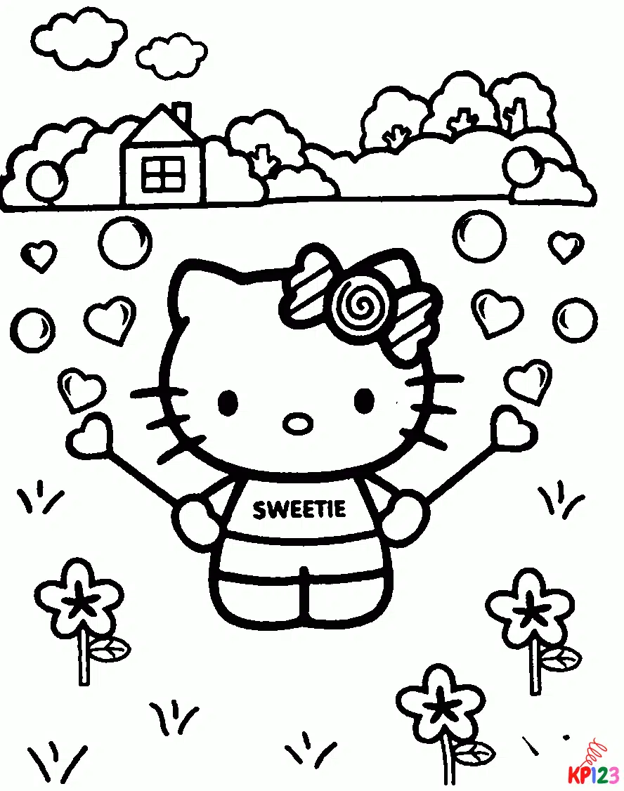Hello Kitty kleurplaat 01