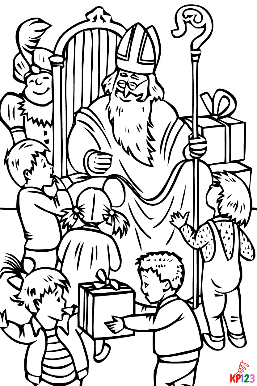 Saint Nicholas kleurplaat 6
